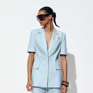 Light Blue Short Sleeve Blazer